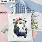 Сумка для покупок Totoro, сумки для продуктов, Джутовая сумка, Холщовая Сумка-тоут, сумка из джутовой ткани, хозяйственная сумка, сумки, экологические сумки на заказ