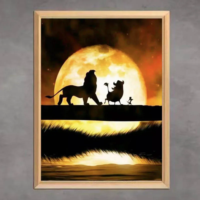 

Hot Sale 5D DIY Diamond Painting Lion Moon Full Square Round Diamond Embroidery Mosaic Home Decor