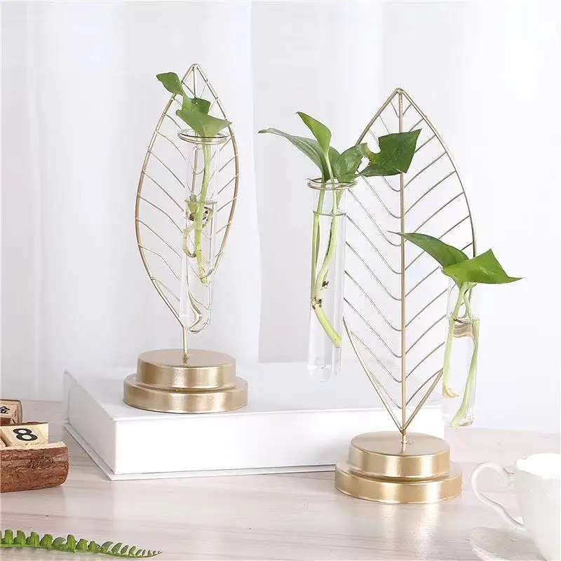 Простые золотые листья Противоударная заданяя гидропонное Стекло Цветочная