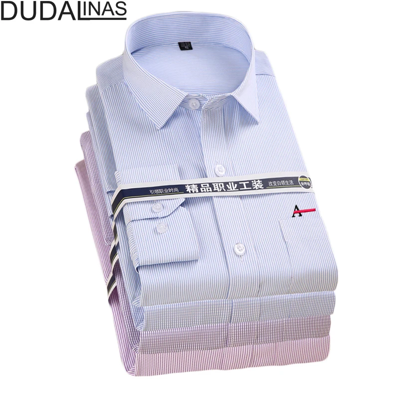 

Dudalinas Men's Social Shirt Aramy Men's Striped Long Sleeve Men's Shirt Casual Slim Brand Clothing