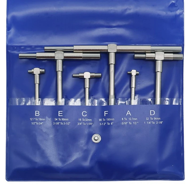 

6 Pcs Precision Telescoping Gage Set 5/16Inch - 6Inch Range T-Bore Hole Gauges With Pouch
