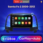 Автомагнитола Junsun V3Pro, мультимедийный проигрыватель на Android 10 с голосовым управлением Qualcomm для Hyundai Santa Fe 2 2006-2012 CarPlay Auto 2Din