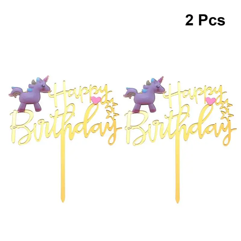 2 шт Единорог торт Топпер акриловые кекс топперы украшения выпечки Десерт Фрукты