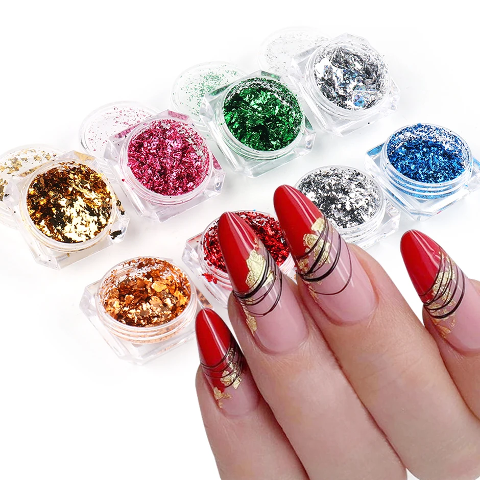 Золотая фольга для ногтей голографические блестки толстые блестящие наклейки