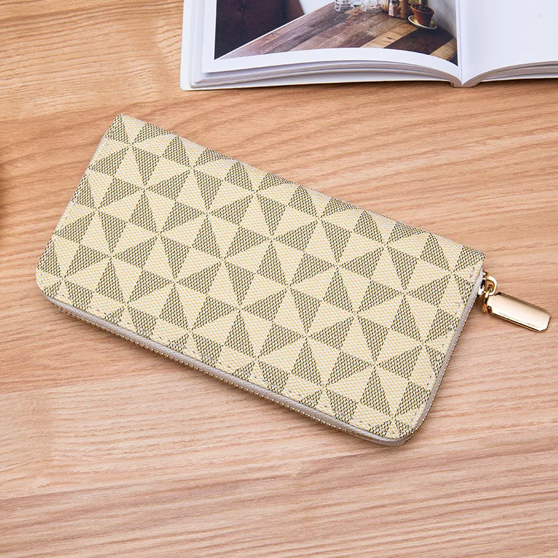 

Plaid wallet long large capacity zipper pocket mobile phone bag multi-card bag Ama hot luxury goods