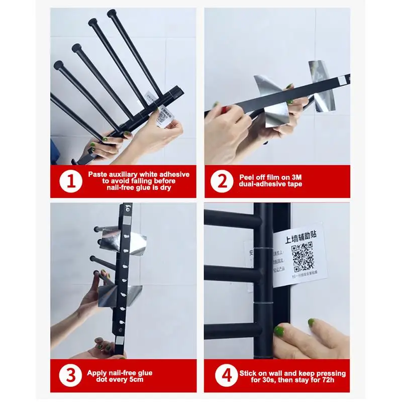 

Wall Mounted Swivel Towel Bar Rack Punch Free 180 Degrees Rotatable Save Space Waterproof Hanging Holder for Bathroom