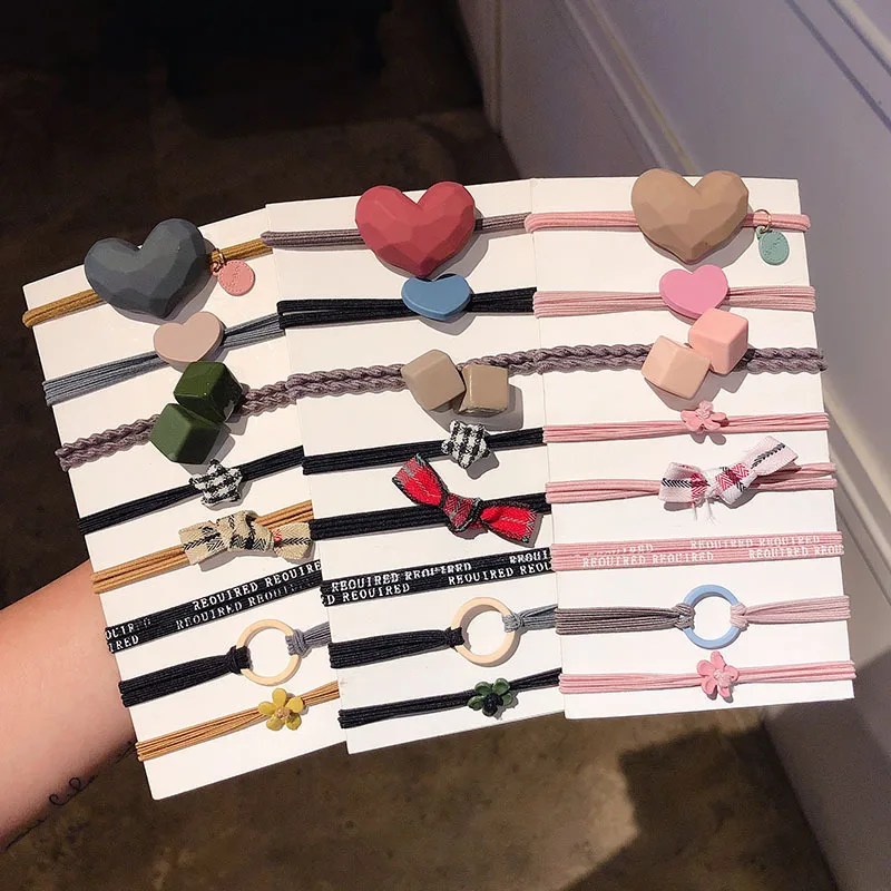 

8 PCS/ Set Korean Ladies Simple and Cute Head Rope High Elastic Rubber Band To Tie The Hair Loop Girls Baby Hair Accessories