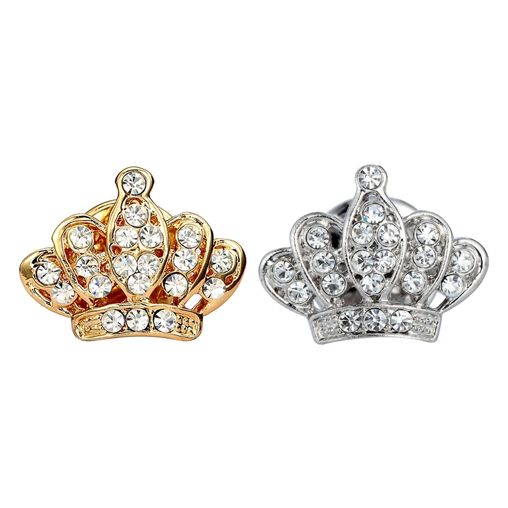 

Personality Simple Shirt Buttons Brooch Metal Diamond Crown Clothes Jewelry Accessories