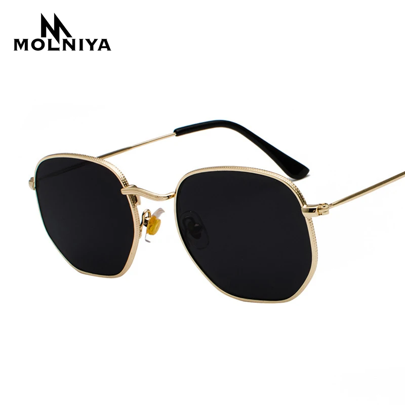 

New Vintage Gold Sunglasses Men Square Metal Frame Silver Brown Black Small Sun Glasses Female Unisex Summer Style Shades