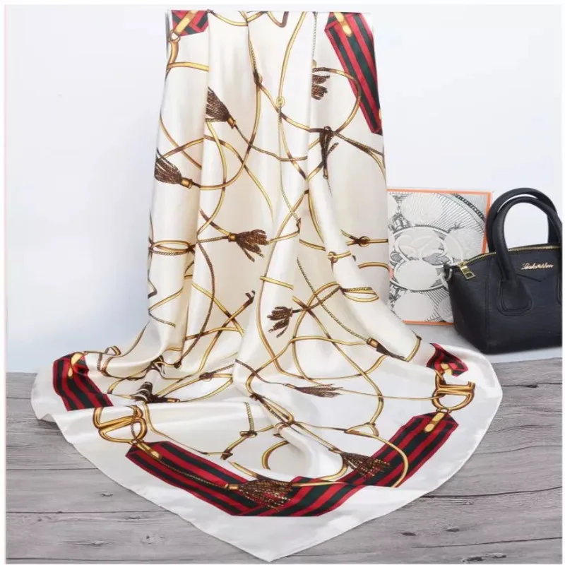 2021 классические шелковые шарфы платок 90 см квадратный хиджаб шарф женская