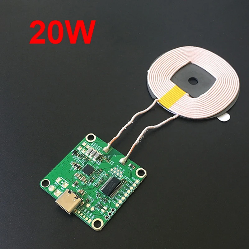 20w high power 5v 13 5v fast charging wireless charger transmitter module type c usb coil qi universal for phone battery free global shipping