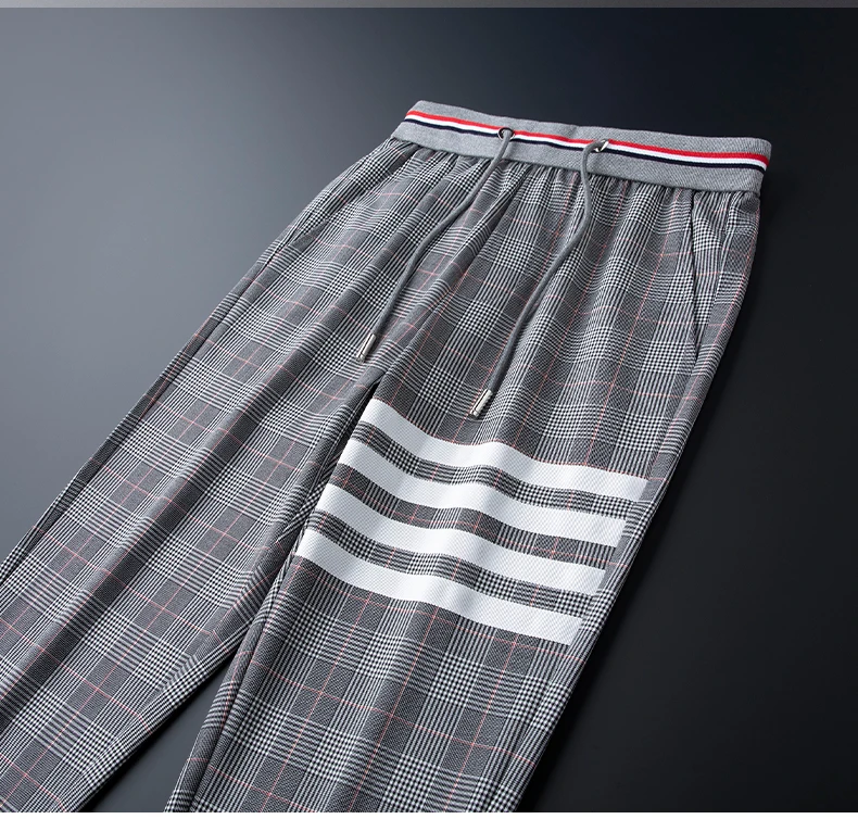 

TB THOM BULUO brand plaid pants men women striped long sweatpants cutton Jogging pants England style casual trousers male