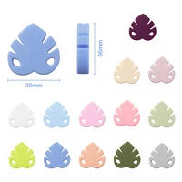 36mm 5pclot cartoon silicone leaves baby teething beads for pacifier chain molars accessories teether safe oral care bpa free