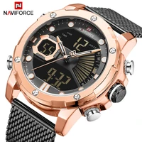 naviforce watches for men casual fashion dual time quartz luminous big dial led digital chronograph waterproof relogio masculino