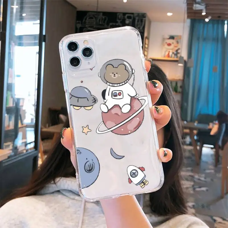 

Astronaut Planet cute color Phone Cases Transparent soft For iphone 5 6 7 8 11 12 s c se plus mini x xs xr pro max