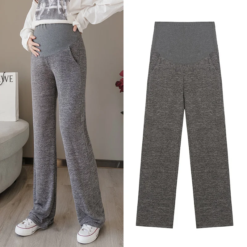 332 # свободные прямые брюки для беременных с широкими штанинами раздвижные