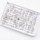 Оптовая продажа 50 шт.лот изысканный, стразами и металлическими элементами ювелирные кольца для женщин покрытые серебром вечерние подарок с коробкой в разных стилях