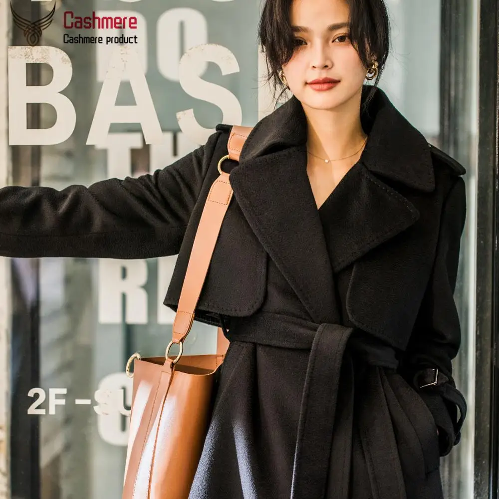 Осень-зима 2019 новое шерстяное пальто с волнистой поверхностью женское длинное