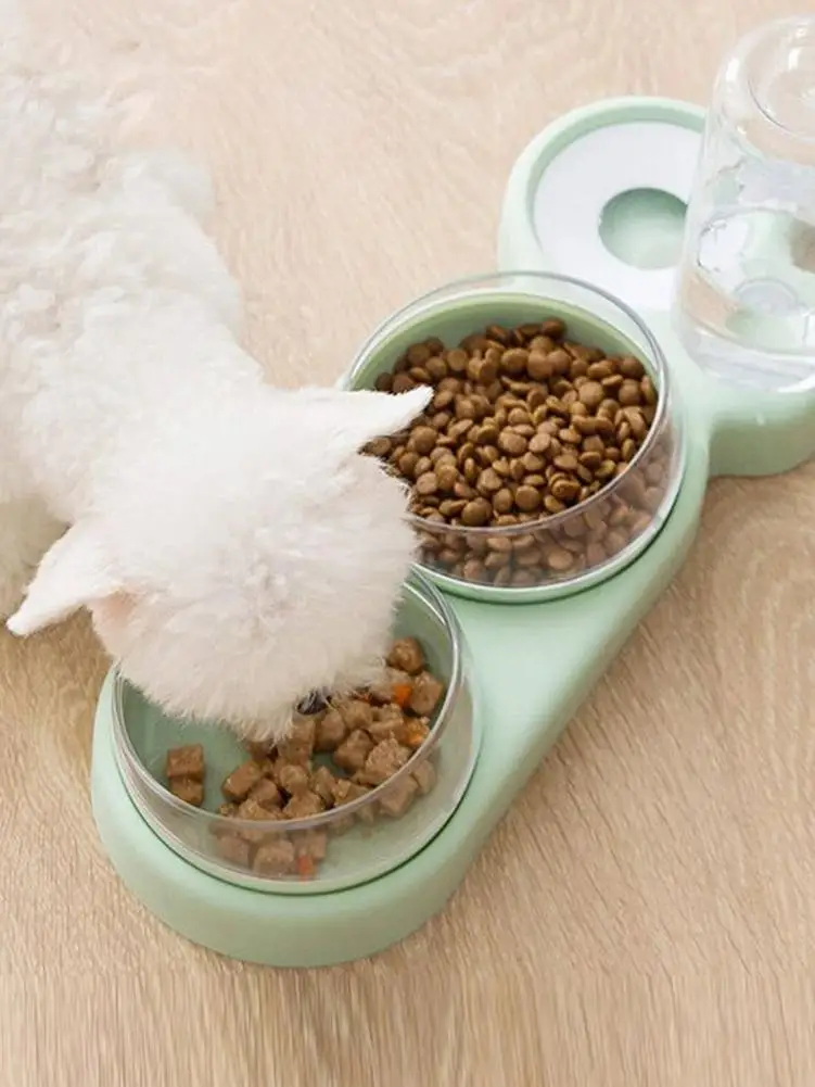 Миска для домашних животных кошек двойная миска еды с автоматическим дозатором