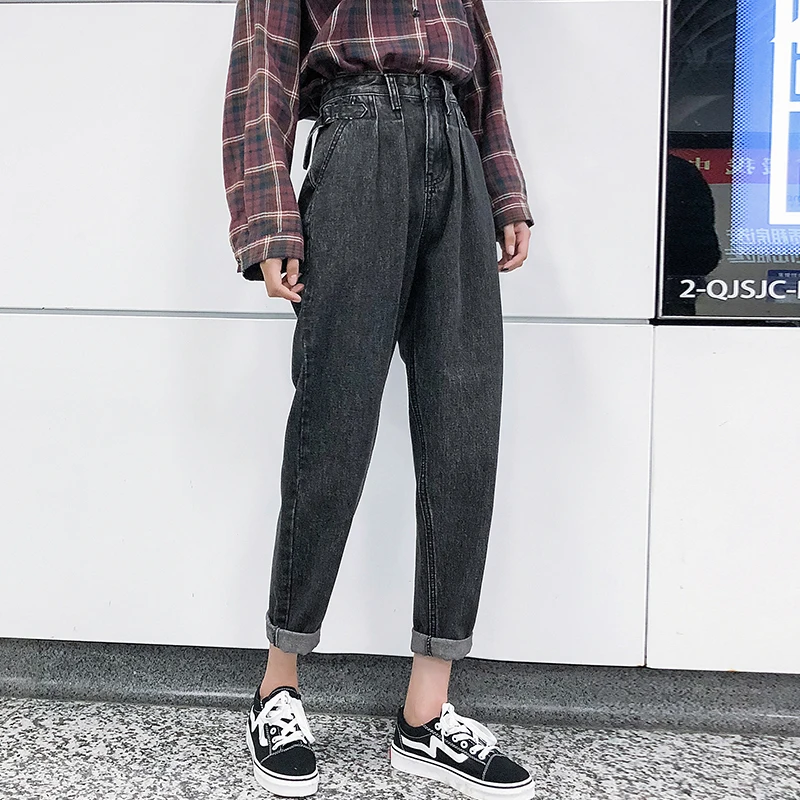 2020 Women's Jeans Mom High Waist Jean Pants Ropa Mujer Female Clothes Regular Solid Loose Pencil Trousers P9323 | Женская одежда