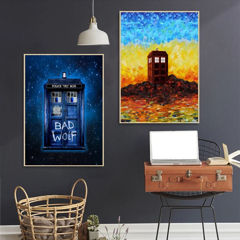 

Canvas Painting Wall art With Frame Wall Art Doctor Who Phone Box TV Series Prints Nordic Style Canvas Painting For Living Room