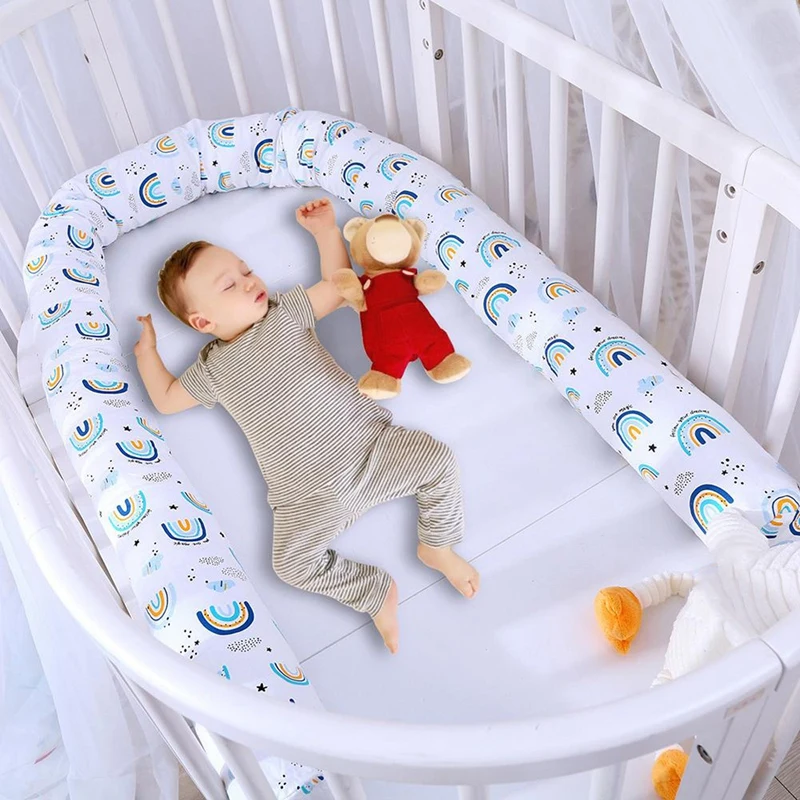 

Детские кроватки бампер колодки моющиеся новорожденных Колыбель защитный с длинными радужными Подушка ограждение для младенца Детская ко...