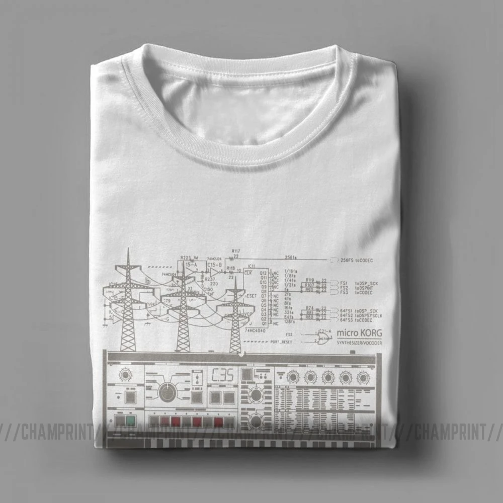 Microkorg промышленные футболки мужские Synth Synthesizer Techno с коротким рукавом винтажные