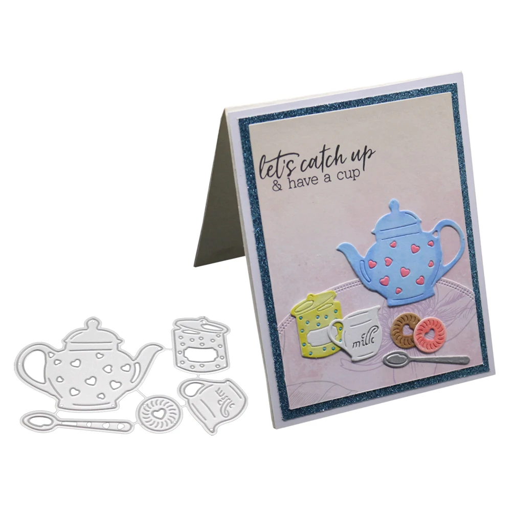 Новый дизайн ремесло металлические режущие штампы чайный набор украшения