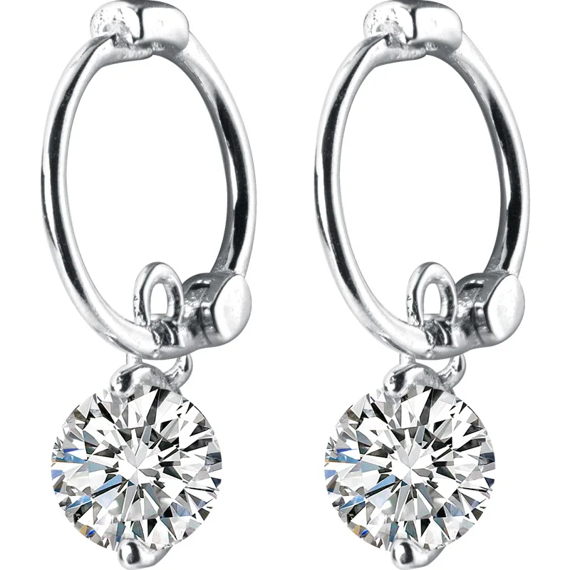 

100% Real 925 Sterling Silver Fashion Dazzling Cubic Zirconia Hoop Earrings for Women Crystal Sterling Silver Jewelry Gift