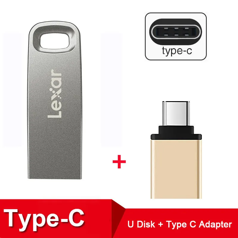 M45 Plus Type C Lexar Cle USB 3,0 128 Гб 64 ГБ 32 ГБ металлический накопитель M45 Jump Drive Plus type C адаптер DJ DIY логотип 256 бит AES U диск дропшиппинг - Цвет: M45 Plus Type C