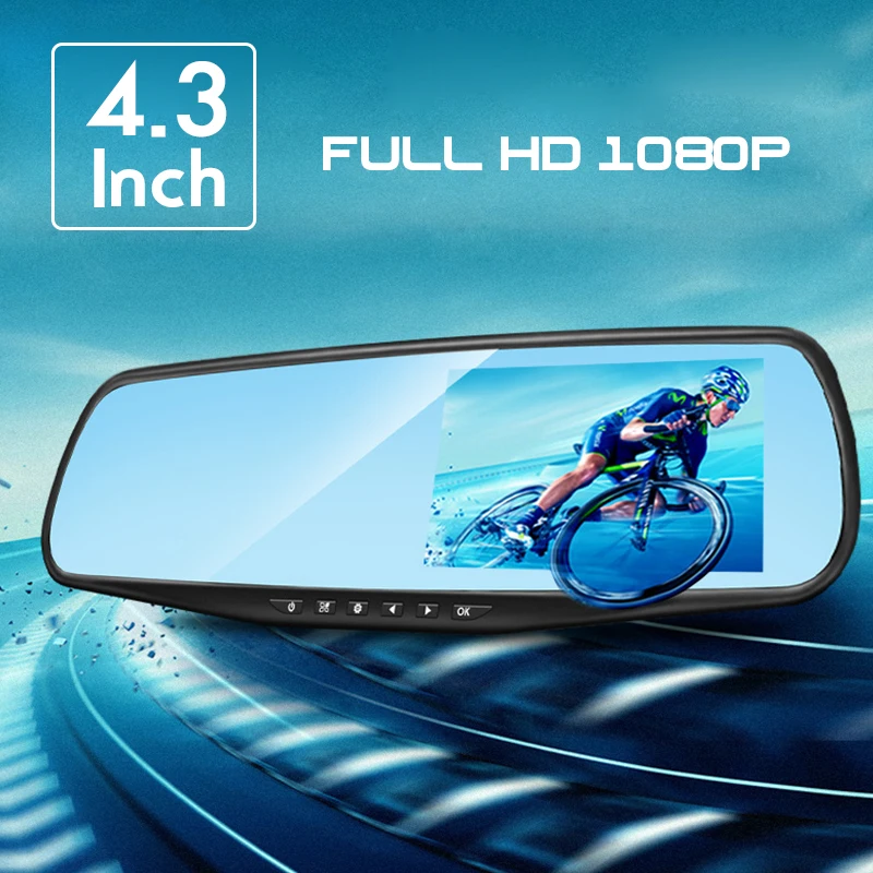 Автомобильный видеорегистратор Full HD 1080P 4 3 дюйма цифровой с зеркалом заднего вида
