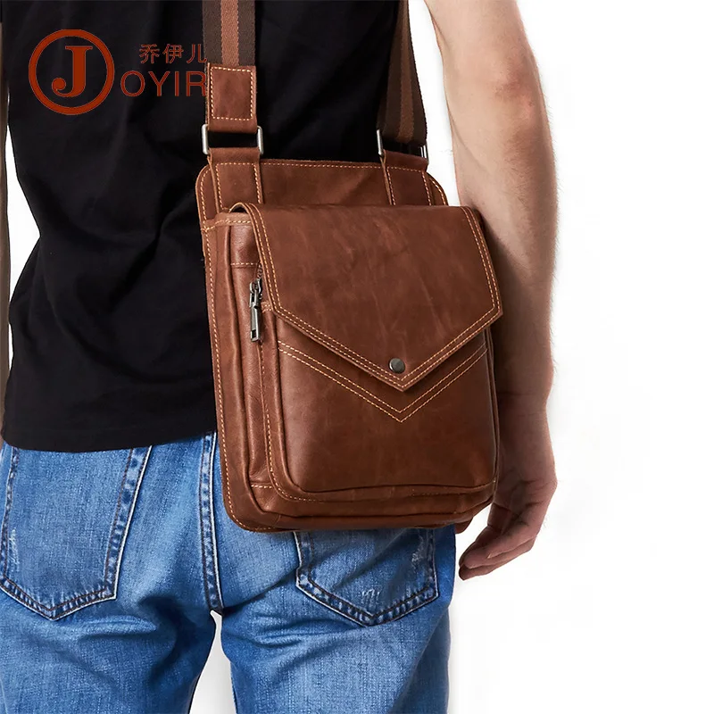 Leather MEN'S Bag Wholesale Full-grain Men's Shoulder Korean-style New Style Casual Verticle Cross-body |