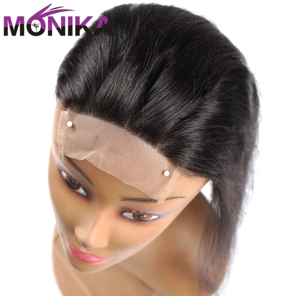 Monika-extensiones de pelo brasileñas, accesorio capilar liso de 4x4, 100% humano, con encaje superior libre/Medio/3 partes, 22 pulgadas, no Remy