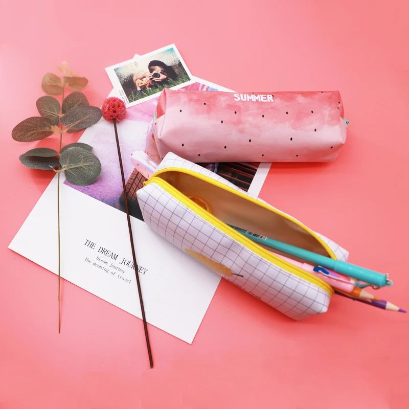 Черный кожаный чехол для карандашей школьный девочек и мальчиков школьные