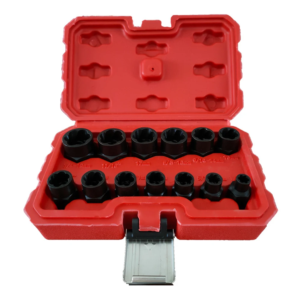 

13pcs Damaged Bolt Nut Screw Remover Tool Kit Damaged Bolt Removal Set Damaged Bolt Nut Screw Removal Socket
