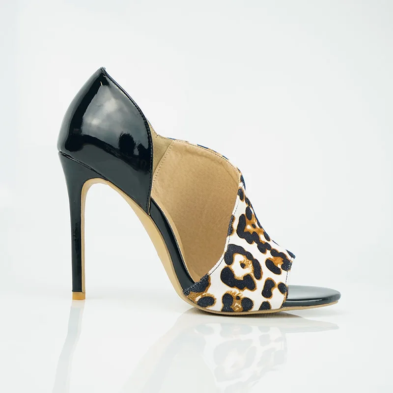 leopard Женские летние босоножки; модные однотонные повседневные туфли-лодочки с открытым носком на очень высоком каблуке - Цвет: leopard