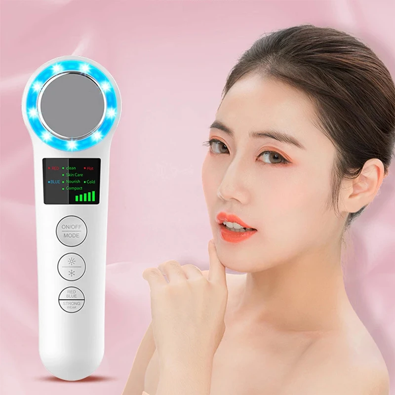 

Newest Hot Cold Face Skin Care Device LED Massager Iontophoresis Facial Beauty Instrument Skincare Tools