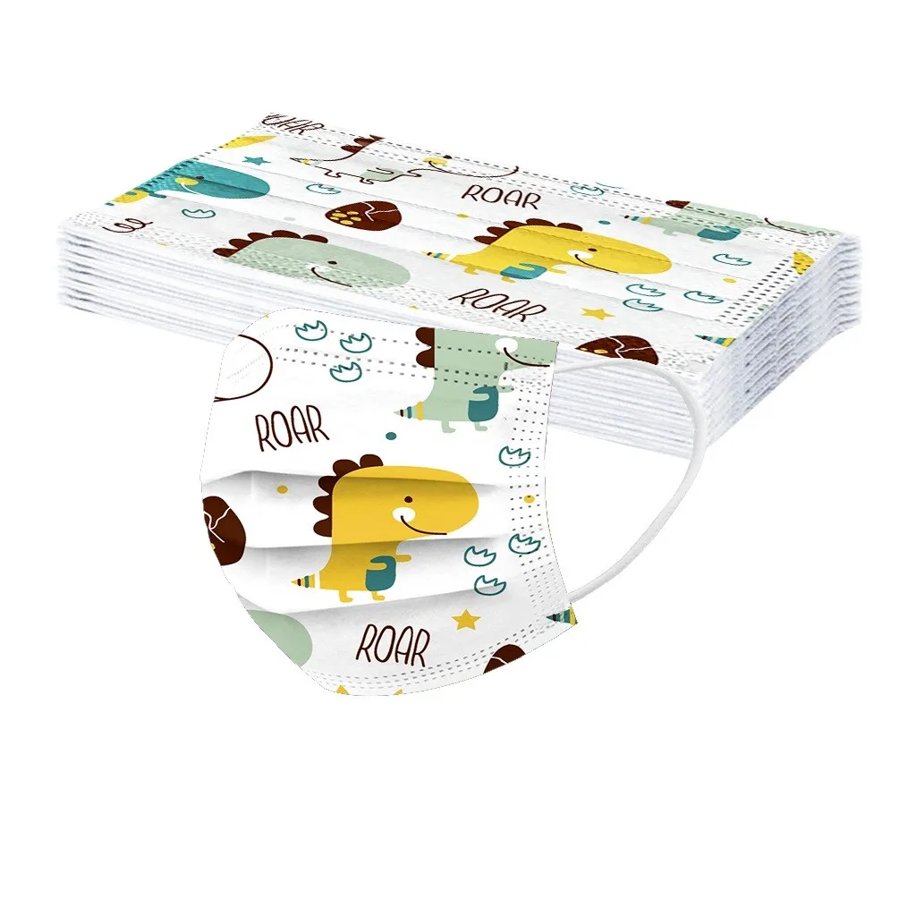 10 шт. одноразовая маска детская динозавра для лица Пылезащитная 3-слойная