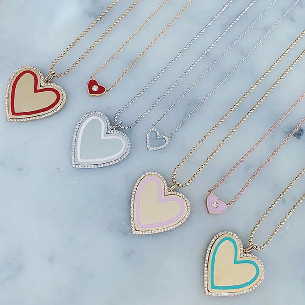 Модные женские подвески в виде сердца стразы инкрустированные цепочки ожерелье