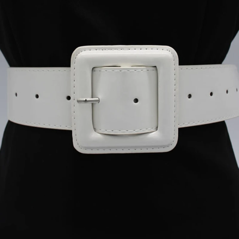 

2021 New Designer Women's Cute Black White Wide Leather Waist Belt Female Decorative Strap Belts For Women Dresses