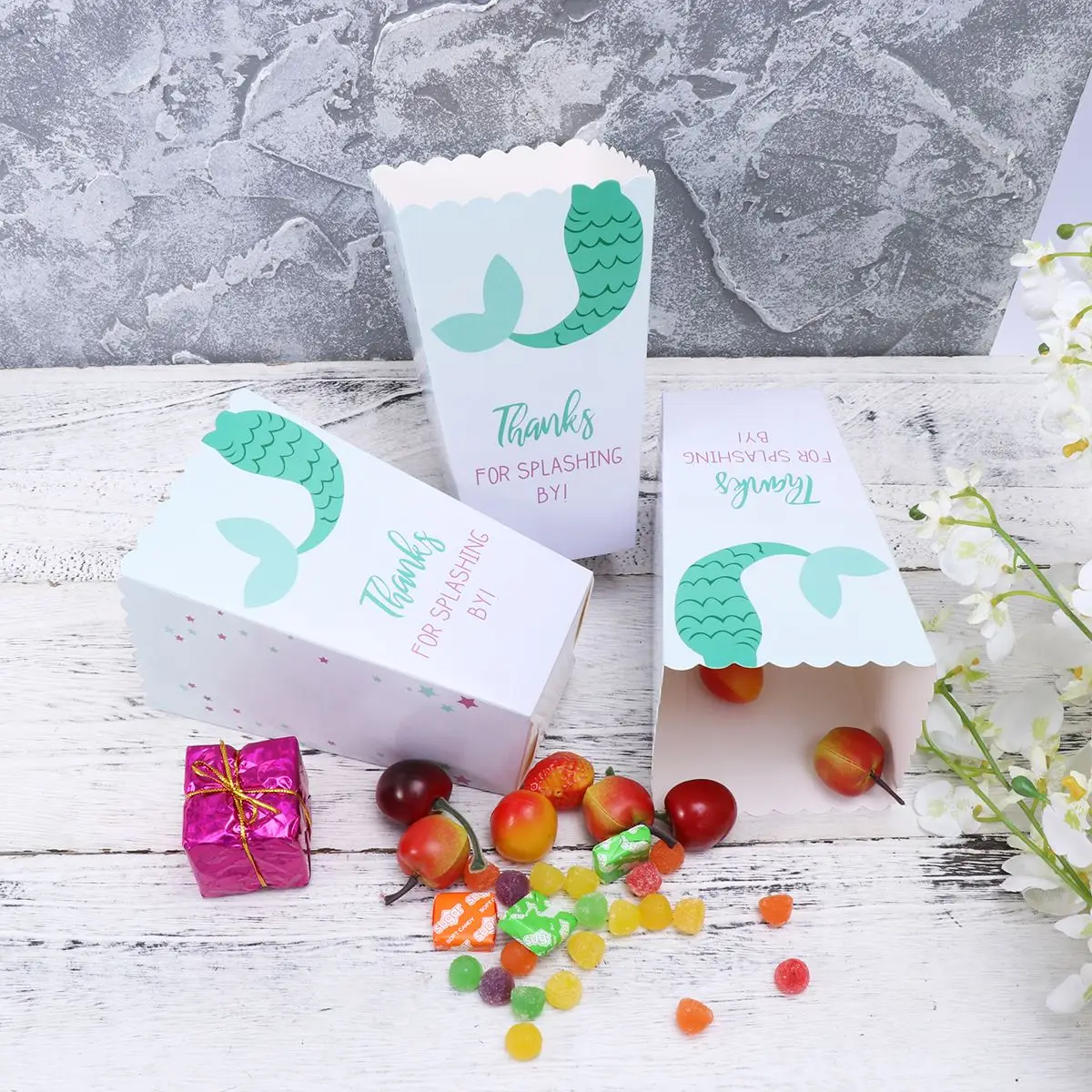 1 комплект бумажные пакеты для вечеринок с русалочкой коробки попкорна конфетные