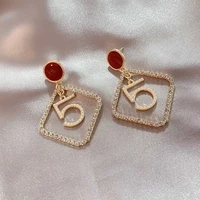 trendy fashion letter 5 earrings gold dumb paint dangle number earrings square aretes de mujer