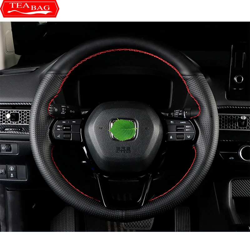 

Car Styling Hand-sewn Non-Slip Leather Steering Wheel Cover For Honda Civic 11th Gen 2021 2022 Interior Modification Accessories