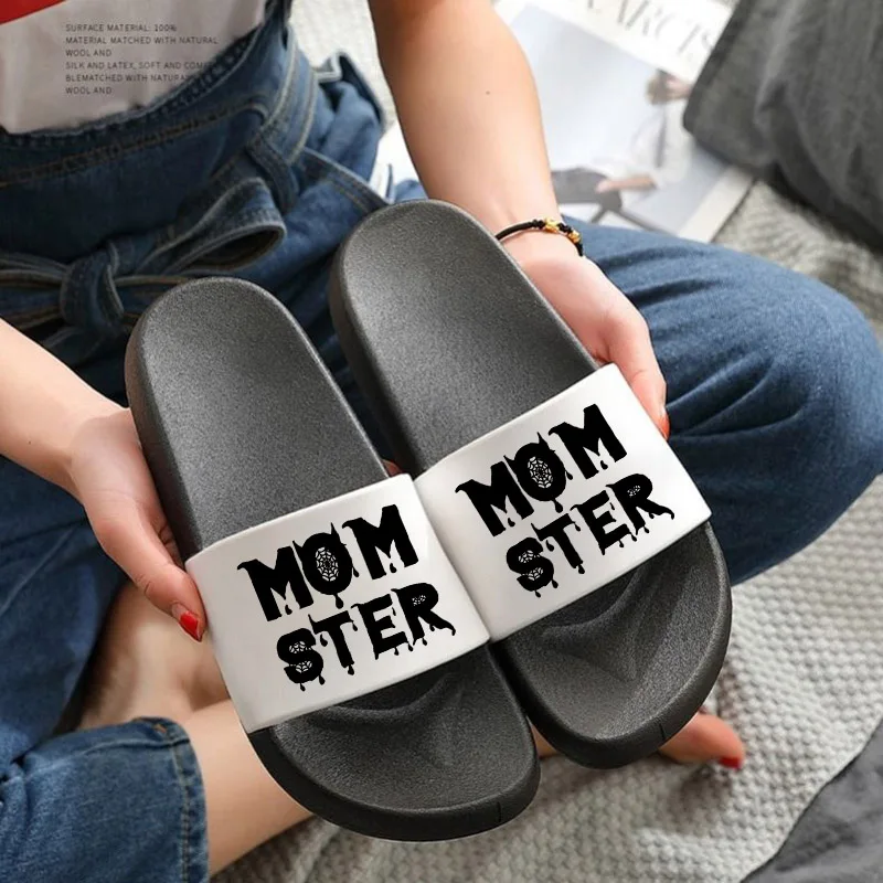 

MOM STER letters slippers Indoor Slippers Summer Slippers Women non-slip wear slippers Beach Sandals Fashion Open Toe Slides