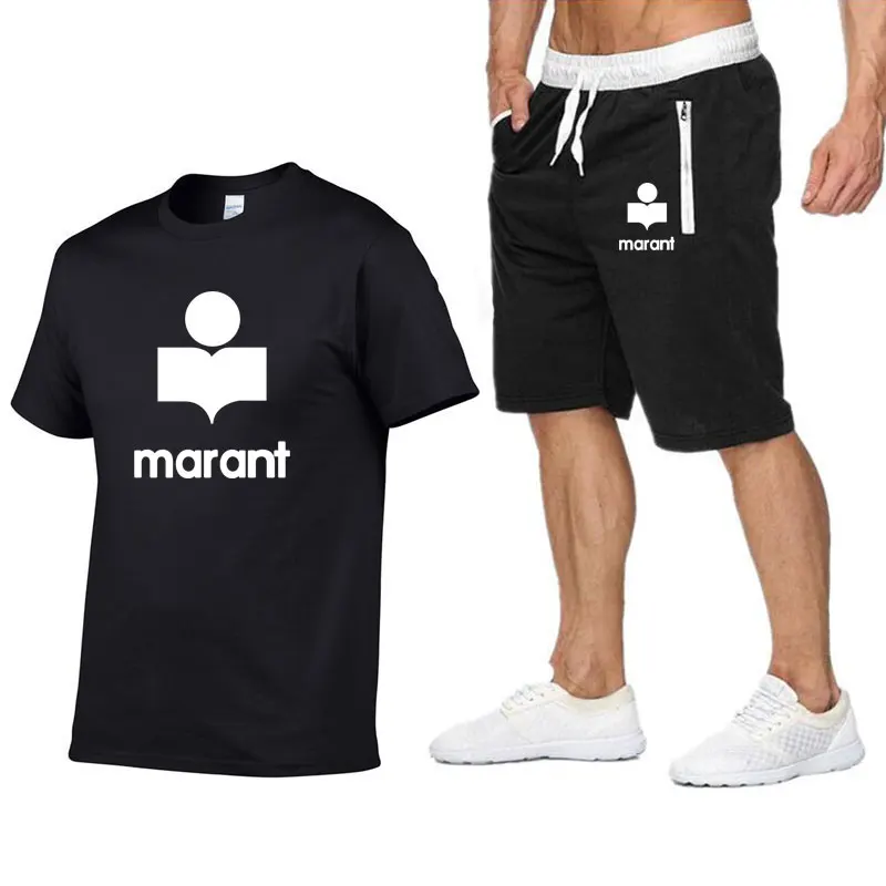 

2021Summer Men's T-shirt Set 2-piece Men's Sportswear Suit Basketball Sports Fitness timberland Printed Short Sleeve + Men's Sui