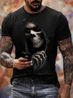 Футболка мужская с 3D-принтом, футболка с черепом и зомби для мужчин, летняя ультратонкая дышащая футболка