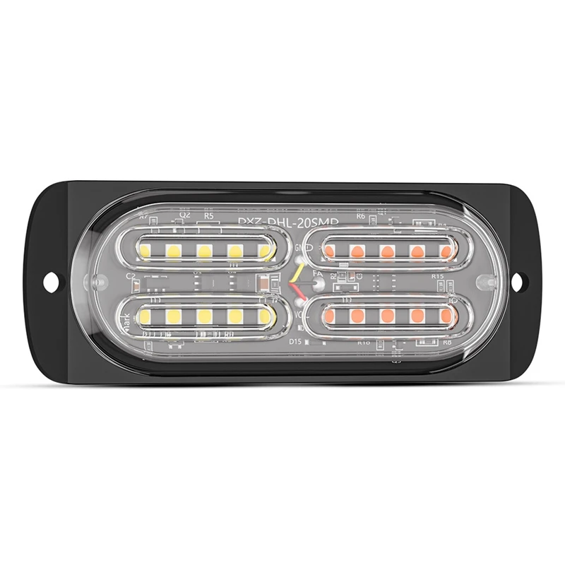 

4Pcs 20-LED Emergency Strobe Lights Grill Beacon Flashing Lights Bar for Car Truck Van SUV ATV Surface Mount Amber/White