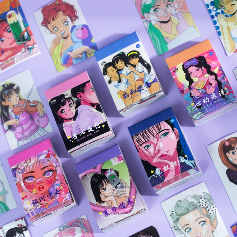 

50pcs/lot INS Cute girl Stickers book aesthetic kawaii deco Stickers Diary Ablum Decorative korean sticker Scrapbooking material