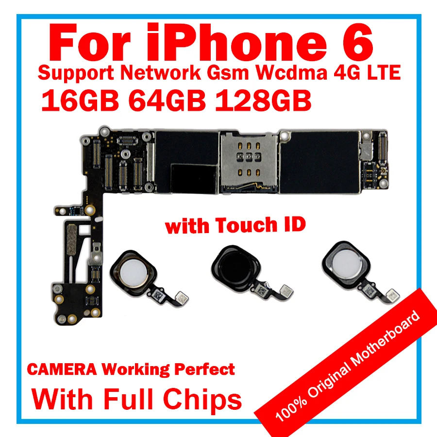 100% оригинальная разблокированная материнская плата для iphone 6 с Touch ID/без ID