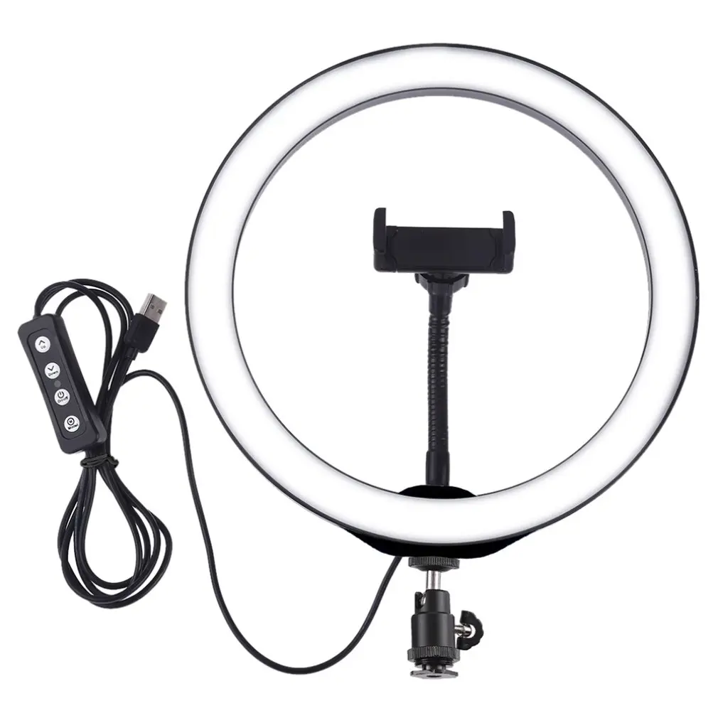 PULUZ 10 дюймов Usb 3 режима регулируемое светодиодное кольцо Vlogging селфи фотография видео свет с холодным башмаком штатив шаровой головкой Зажим для телефона